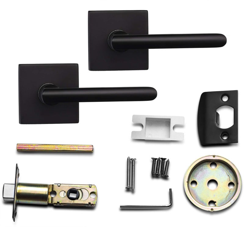 Berlin Modisch Passage Lever Door Handle Slim Square Non-Locking Lever Set [for Hallway or Closet Doors] Reversible for Right & Left Sided Doors Heavy Duty - Iron Black Finish - Image 3